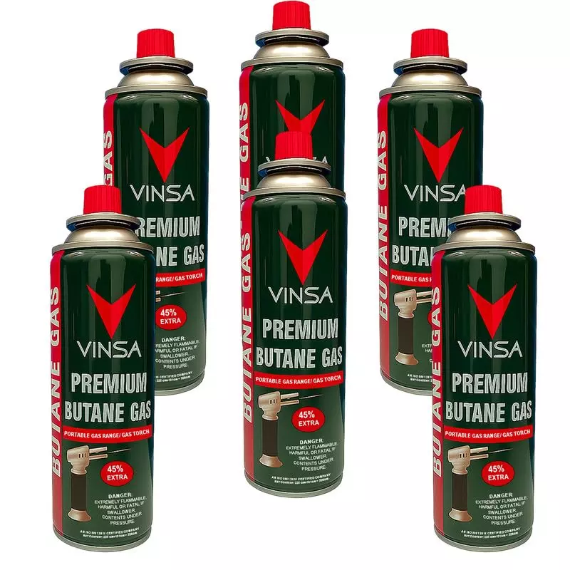 Vinsa Butane Gas Can for Refilling Lighters, Camping Stoves, Torches 326 g