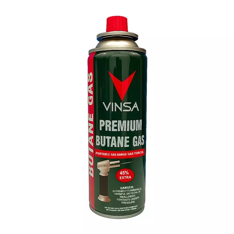 Vinsa Butane Gas Can for Refilling Lighters, Camping Stoves, Torches 326 g