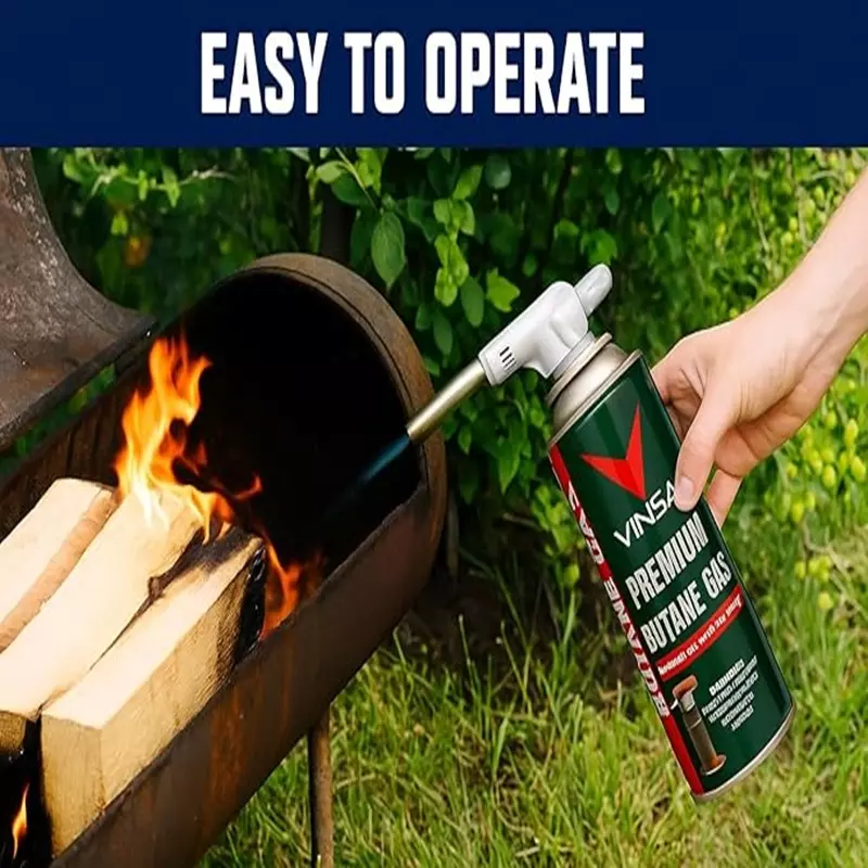 Vinsa Butane Gas Can for Refilling Lighters, Camping Stoves, Torches 225 g (Pack of 10 Pcs)
