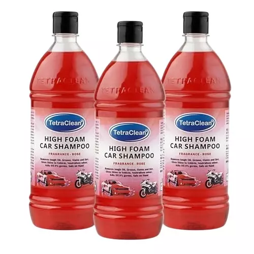 TetraClean High Foam Car Shampoo 1 L Rose Scent pH Netural Phosphate Free for Automotive Exterior (Pack of 3)