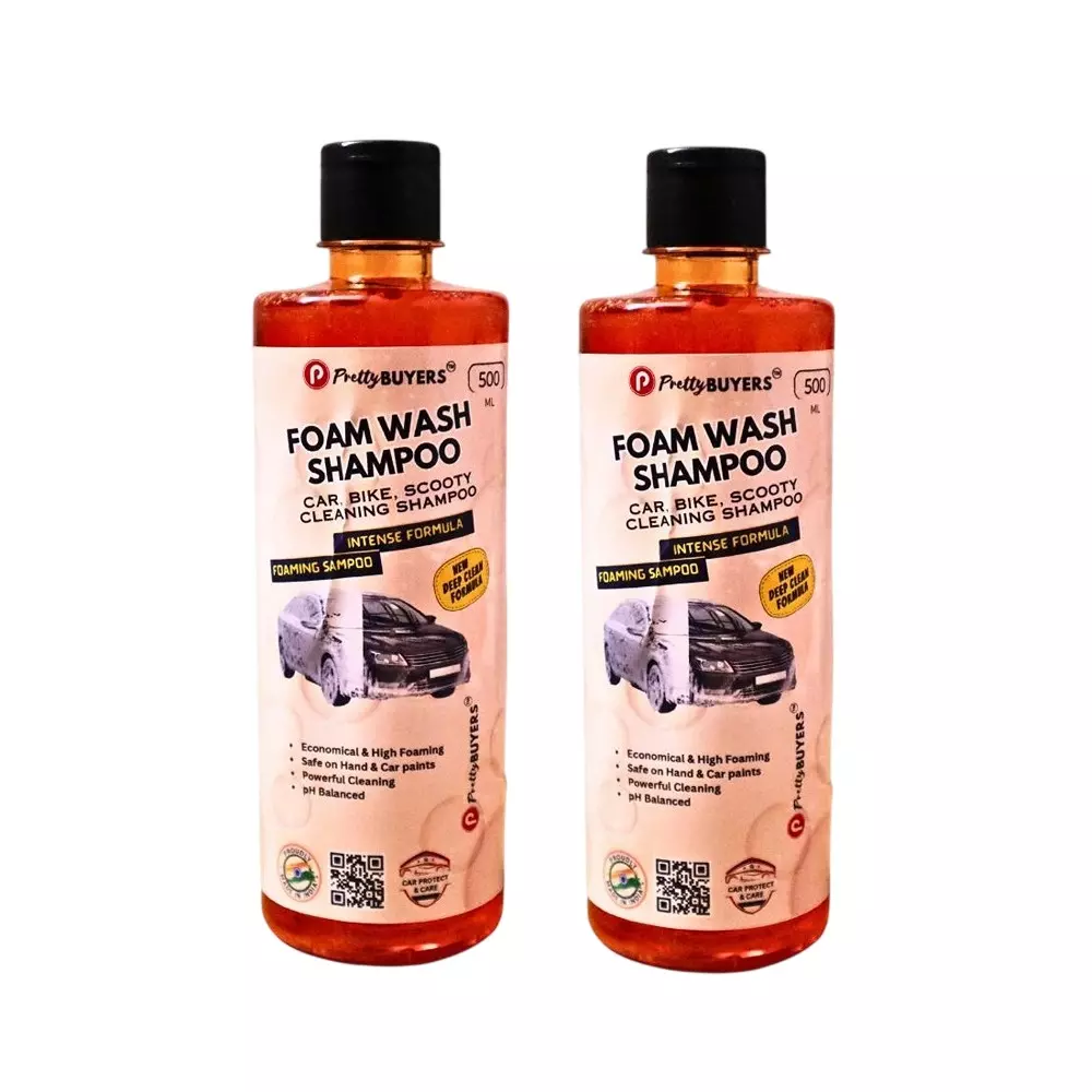 PrettyBUYERS 500 ml Car Shampoo Concentrate pH Neutral, Snow White Foam (Pack of 2 Pcs)