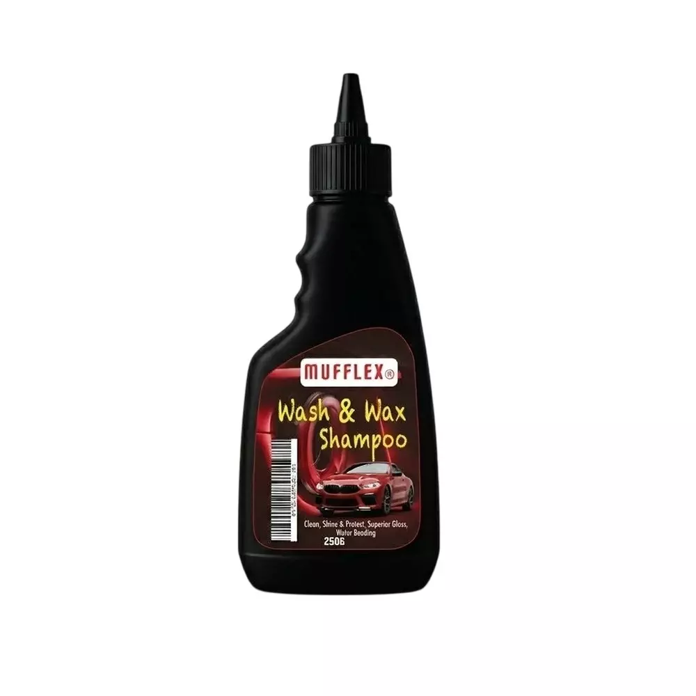Mufflex Wash & Wax Shampoo 2-in-1 Glossy & Streak-Free Shine 250 ml Bottle Fresh Fragrance for Car Washing