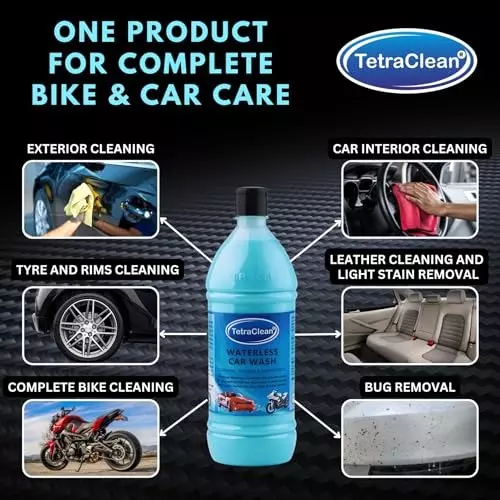 TetraClean Waterless Dry Car Wash Concentrate 1 L Acid Free Eco-Friendly For Cleaning, Shining and Smoothness of Vehicles