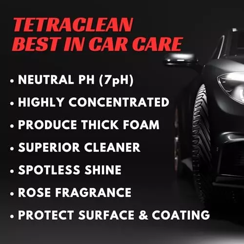 TetraClean Car Shampoo Wash 1 L Non-Toxic pH Neutral for Automotive Exterior Metal Parts