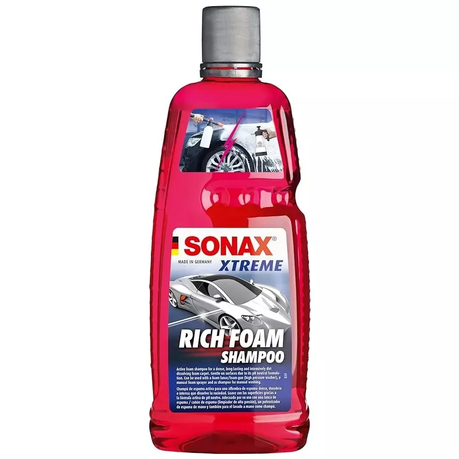 SONAX Xtreme Rich Foam Shampoo 1 L Berry Scent pH‑Neutral High-Foaming & Hand Washable for Ceramic, Wax, Fiber & PPF