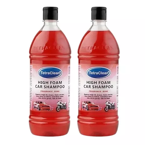 TetraClean High Foam Car Shampoo 1 L Rose Scent pH Netural Phosphate Free for Automotive Exterior (Pack of 2)