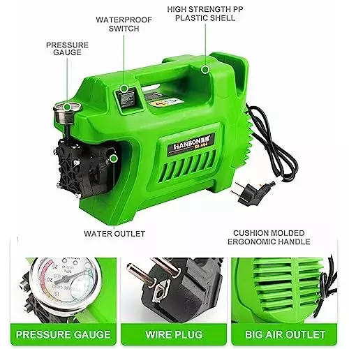 Malfah Enterprises Electric Car Washer 5 m Hose Length 1600 W Green, 141604