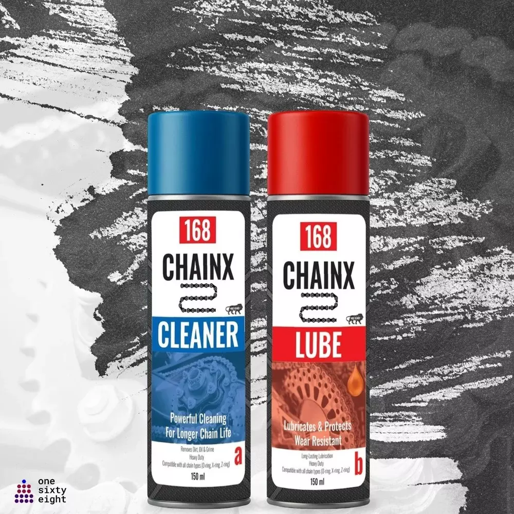 One sixty eight Chain Cleaner Spray 150 ml Can Aerosol Form for Chain Cleaning Use (Pack of 12 Pcs)