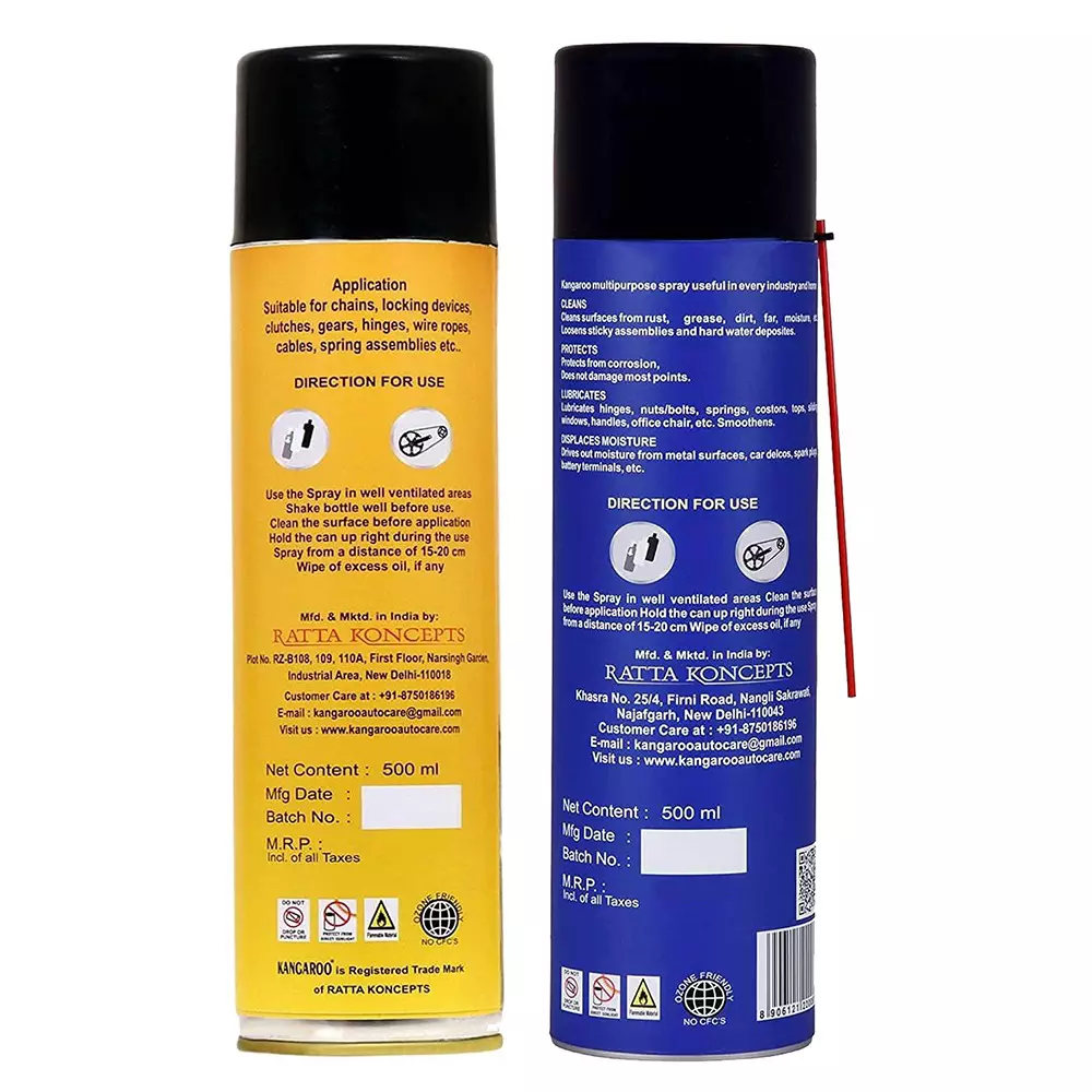 kangaroo-500-ml-each-chain-lubricant-spray-and-rust-cleaner-for-motor-bikes-and-chain-driven-machines-cl-500-rr-500-pack-of-5-kit