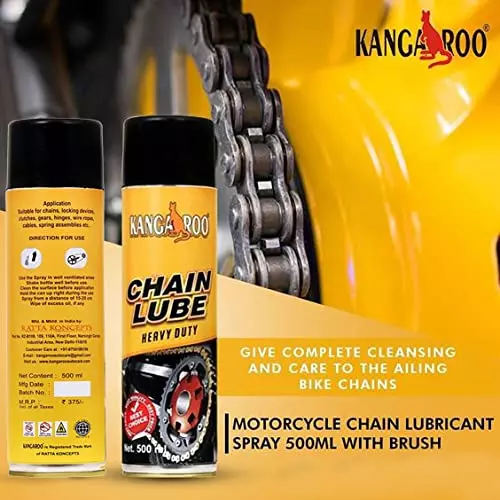 kangaroo-500-ml-each-chain-lubricant-spray-and-rust-cleaner-for-motor-bikes-and-chain-driven-machines-cl-500-rr-500-pack-of-5-kit