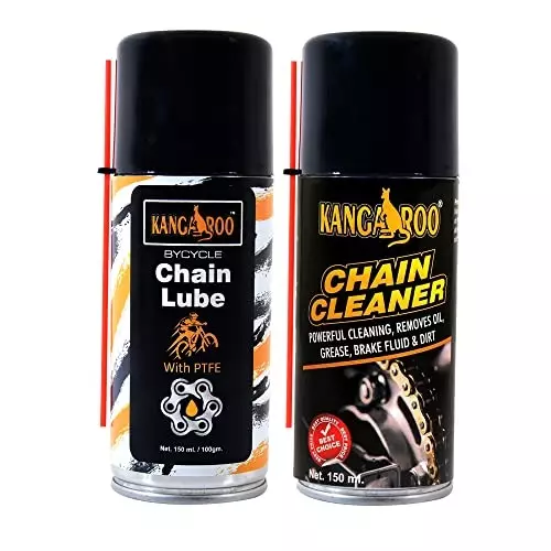 Kangaroo 150 ml Bicycle Chain Lube & 150 ml Cleaner Non-Toxic Camphor Scent, BCL-CC-150ML