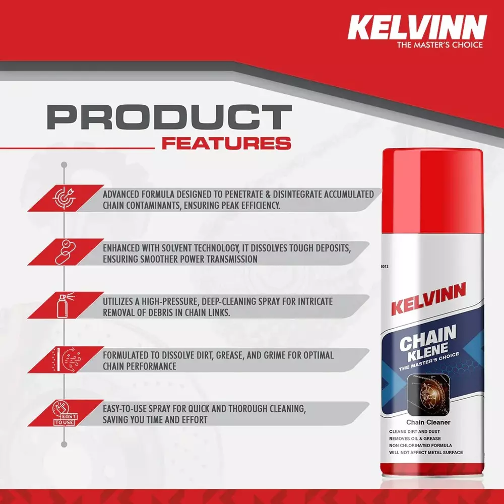 KELVINN Chain Klene Spray Aerosol-Based Cleaner And Protective Lubricant 100 ml