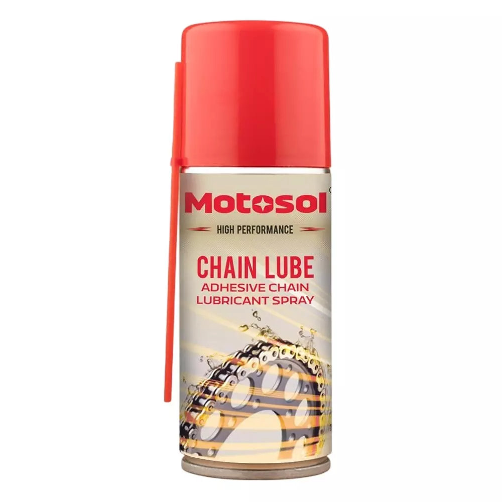 Motosol Adhesive Chain Lubricating Spray 100 ml for Internal and External Lubrication of Roller Chains, MTSL-CHN-LUB-8911-00