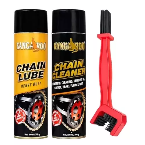 Kangaroo 500 ml Bicycle Chain Lube & 500 ml Cleaner with Brush Camphor Scent, CL_CC_B_500_NEW