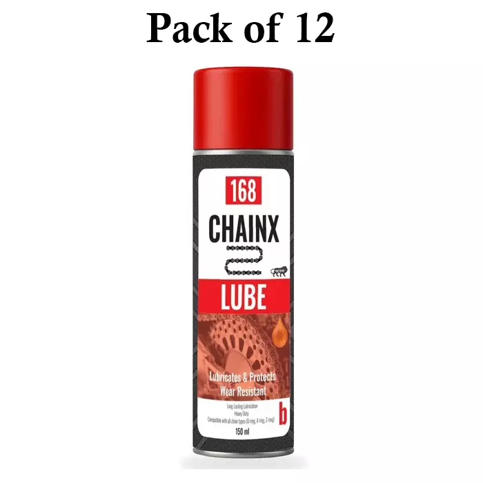 One sixty eight Chain Lubrication Spray 150 ml Can Water Resistant Aerosol Form for Cycle & Bike Chain Use (Pack of 12 Pcs)