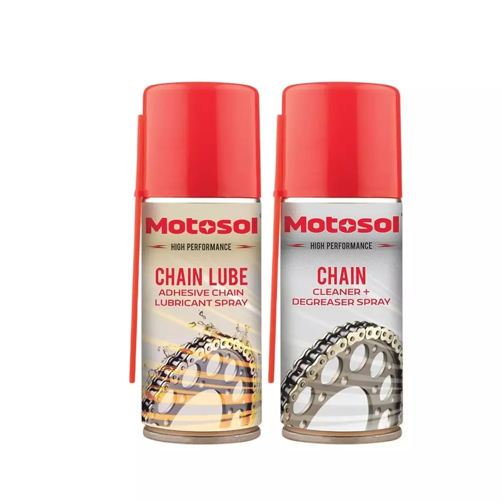 Motosol Adhesive Chain Lubricating Spray & Chain Cleaner + Degreaser Combo 100 ml Each, MTSL-00-892-100