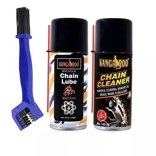 Kangaroo 150 ml Bicycle Chain Lube & 150 ml Cleaner with Brush Non-Toxic Scent, BCL-CC-B-150ML