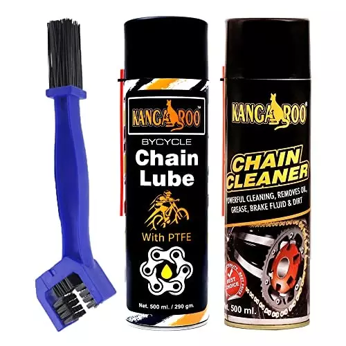 Kangaroo 500 ml Bicycle Chain Lube & 500 ml Cleaner with Brush Peach Scent, BCL-CC-B-500 ML