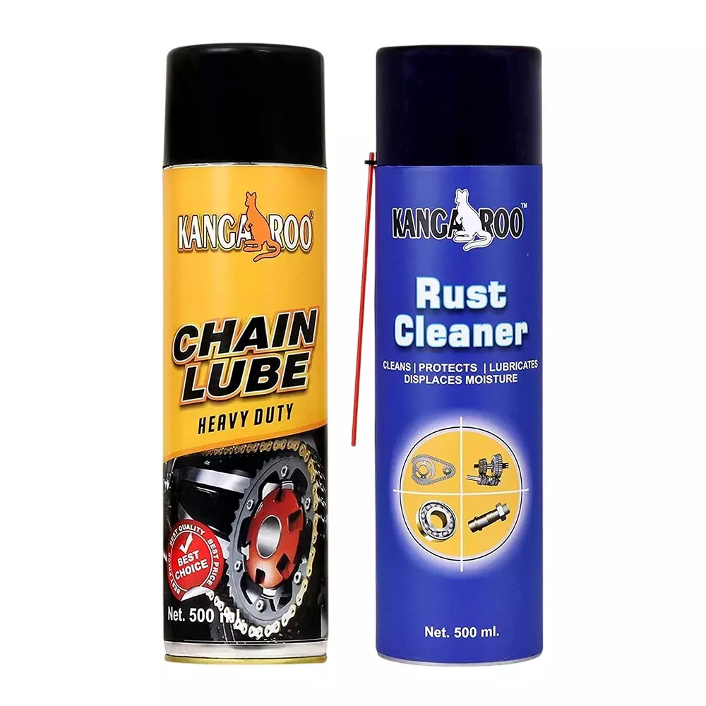 Kangaroo 500 ml Each Chain Lubricant Spray and Rust Cleaner for Motor Bikes and Chain Driven Machines, CL-500-RR-500