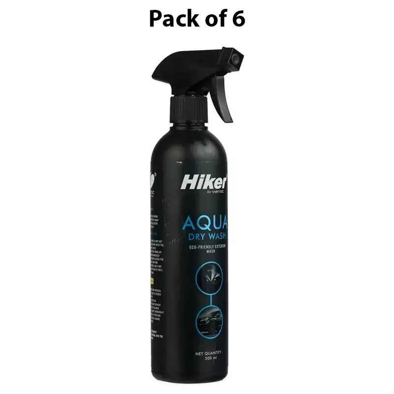 Hiker By Varroc Aqua Dry Wash Waterless Car & Bike Cleaner Gloss Finish 500 ml, K353A37000 (Pack of 6)