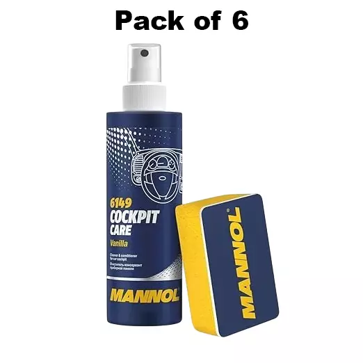 Mannol 6149 Cockpit Care Vanilla Cleaner 250 ml with Sponge for Vehicle, 6149 (Pack of 6)