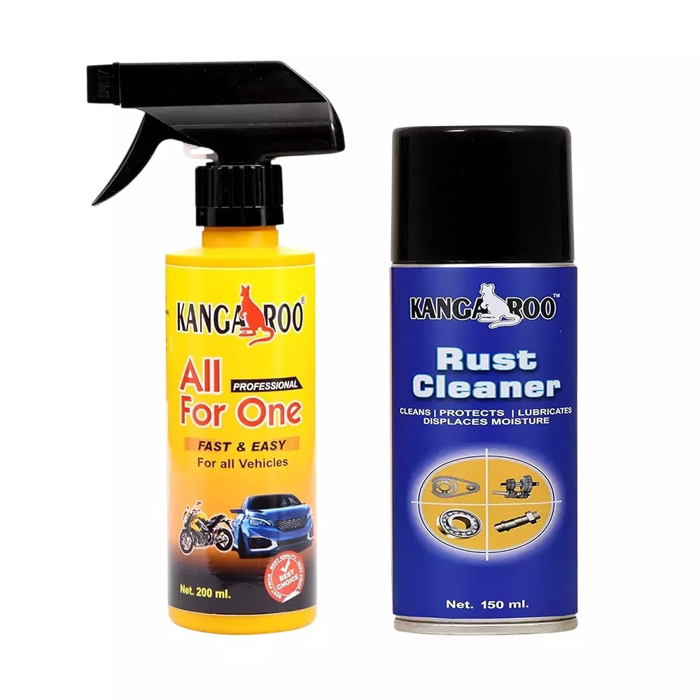 Kangaroo 150 ml Rust Cleaner and 200 ml All for One Multipurpose Liquid Polish for Cleaning Vehicles, RR 150 + AFO 200 (Pack of 5 Kit)