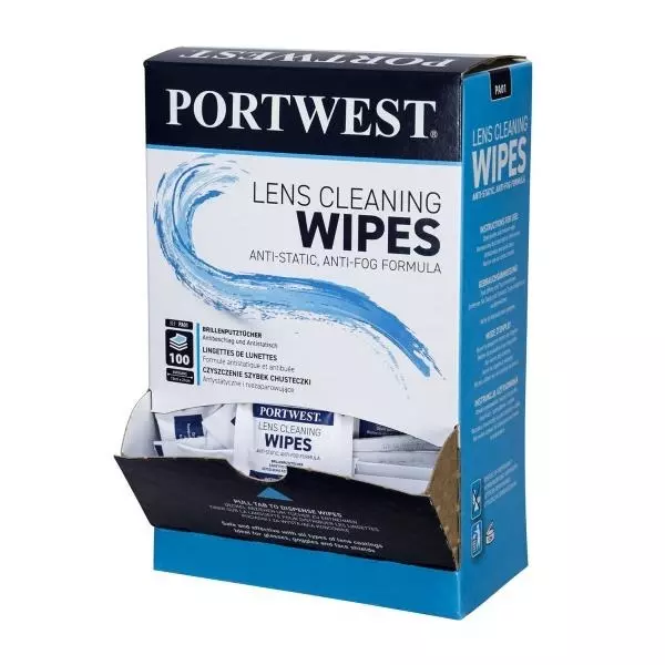 Portwest 100 Pcs Lens Cleaning Wipes White 13x20 cm Size Paper for Industrial Use, PA01WHR