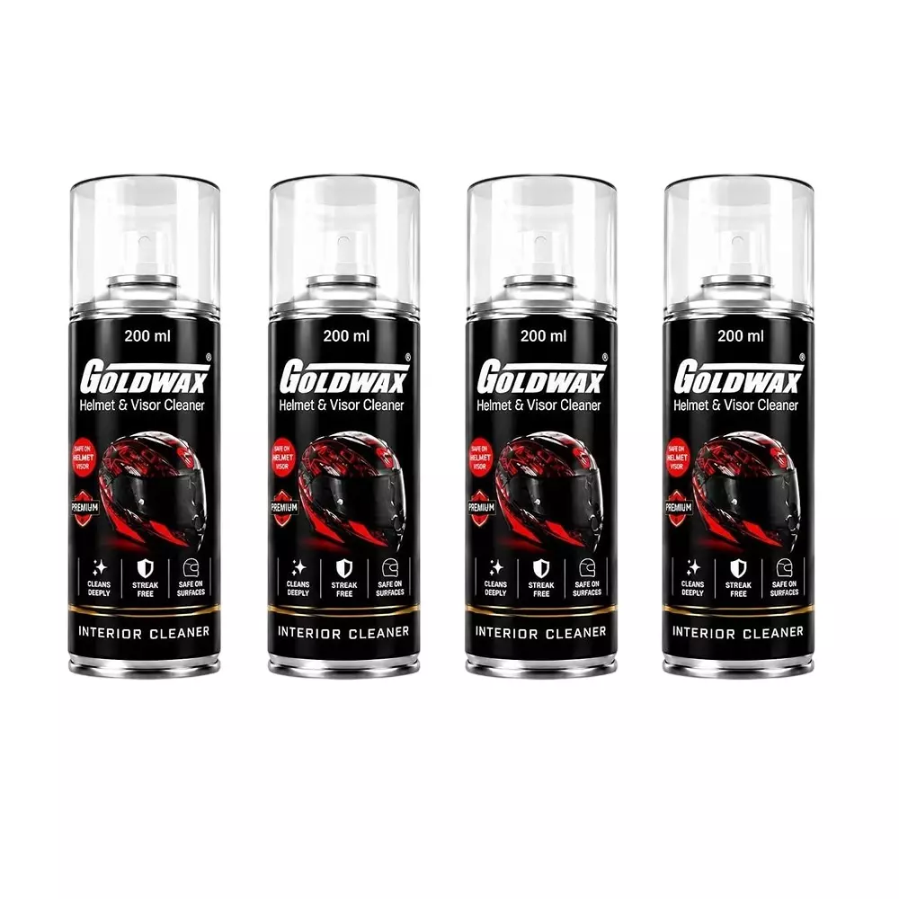Goldwax Helmet & Visor Cleaner Spray Anti-Bacterial 200 ml Liquid Can for Helmet Use, (Pack of 4 Pcs)