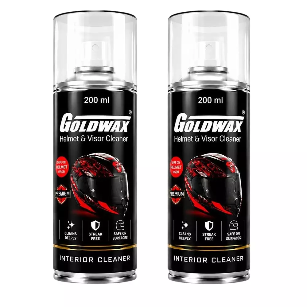 Goldwax Helmet & Visor Cleaner Spray Anti-Bacterial 200 ml Liquid Can for Helmet Use, (Pack of 2 Pcs)