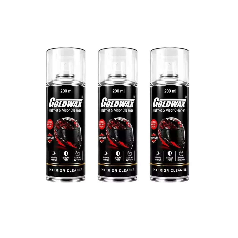 Goldwax Helmet & Visor Cleaner Spray Anti-Bacterial 200 ml Liquid Can for Helmet Use, (Pack of 3 Pcs)