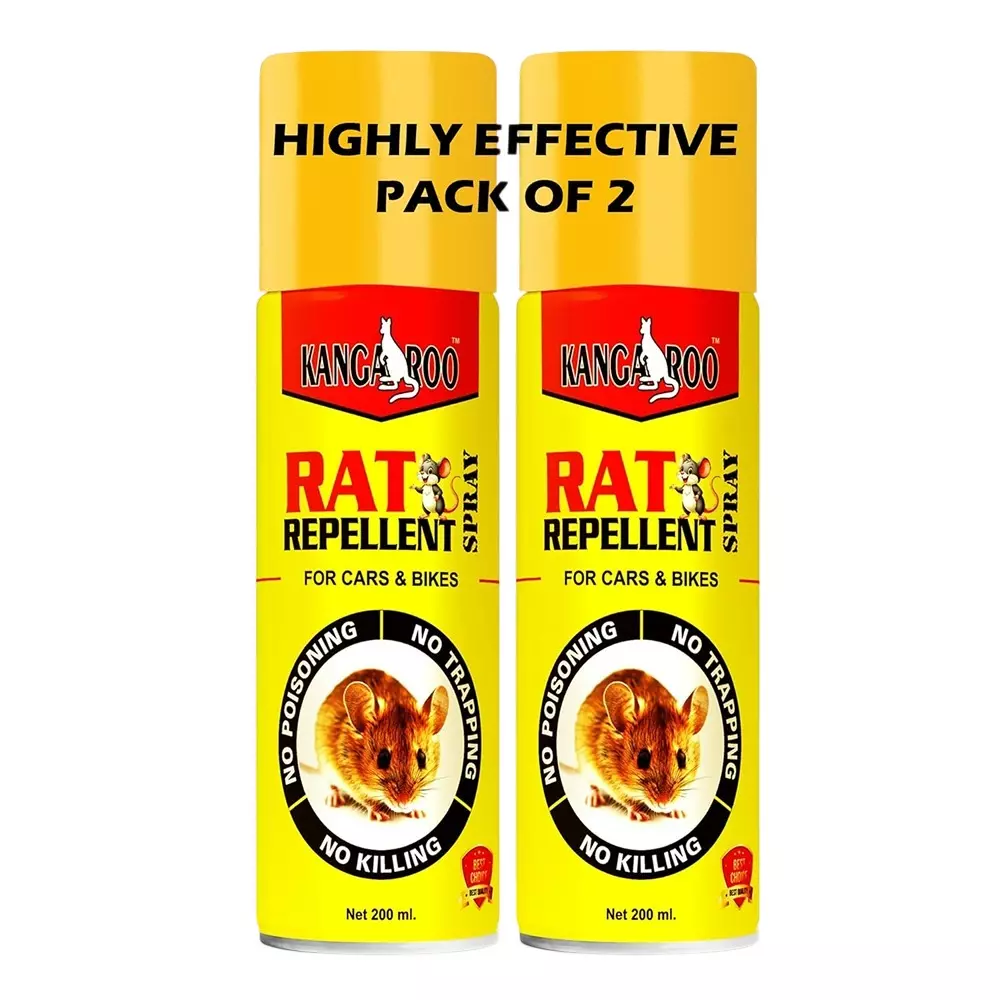 Kangaroo 200 ml Rat Repellent Spray Non Toxic and Human Safe for Cars and Bikes, Rat_Spray_(Pack of 2)