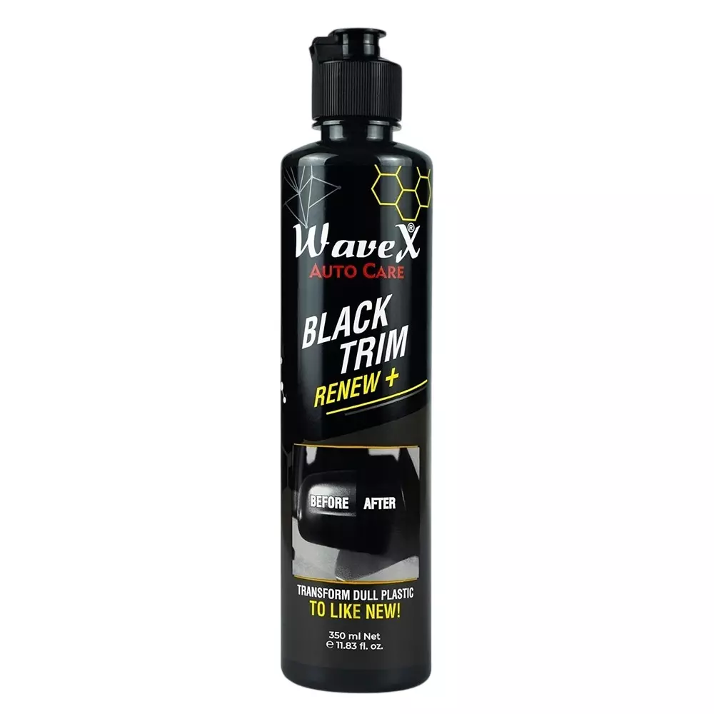 WAVEX 350 ml Black Trim Renew Plus Plastic & Rubber Restorer Liquid Formula for Restoring Faded Surfaces, TRIM350