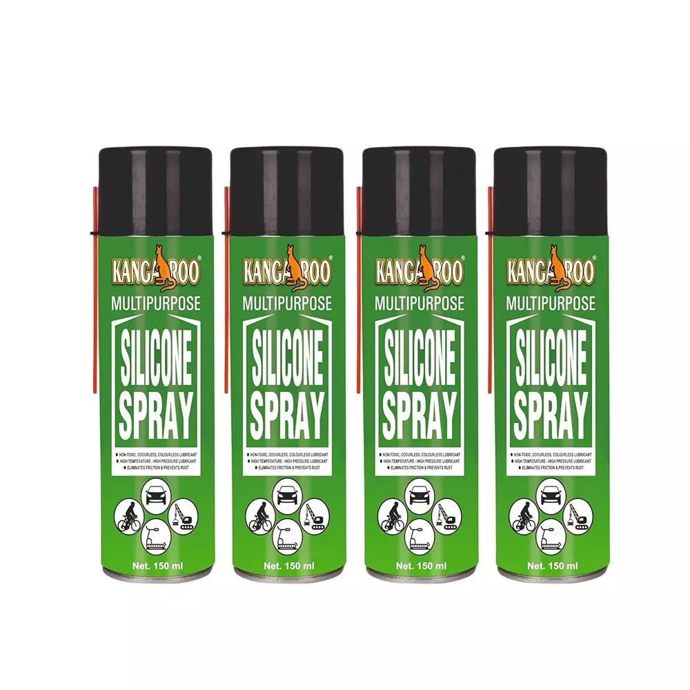 Kangaroo 150 ml Multipurpose Silicone Spray Odourless and Non Toxic Formula for Protecting Rubber, Plastic & Metal, SCS 150 ML (PACK OF 4)