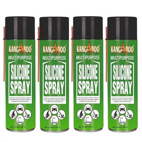Kangaroo 500 ml Silicone Lubricant Aerosol Spray Odourless, Colourless Non-Toxic Lubricant, SCS_500ML (Pack of 4)
