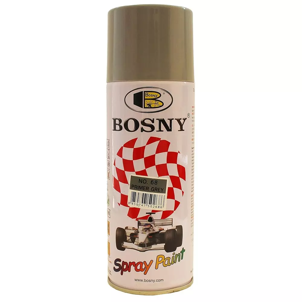 Bosny Aerosol Spray Paint Grey Gloss Finish 400 ml Can for Indoor & Outdoor Use, No. 68