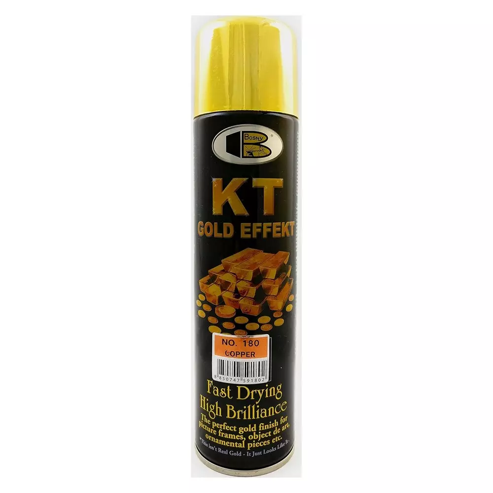 Bosny Kt Effect Aerosol Spray Paint Copper Gold Gloss Finish 200 ml Can for Indoor & Outdoor Use, No. 180
