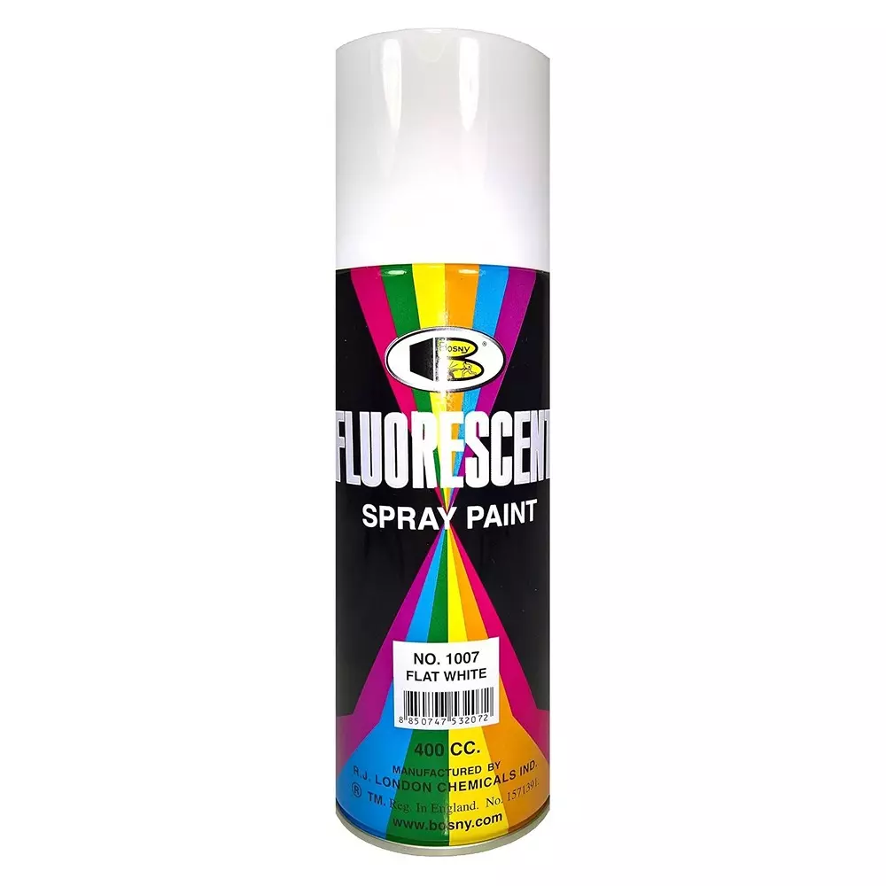 Bosny Aerosol Spray Paint Fluorescent Flat White Finish 400 ml Can for Indoor & Outdoor Use, No. 1007