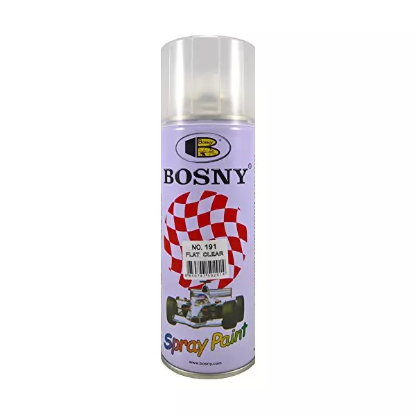 Bosny Aerosol Spray Paint Clear Lacquer Flat Matte Finish 400 ml Can for Indoor & Outdoor Use, No. 191