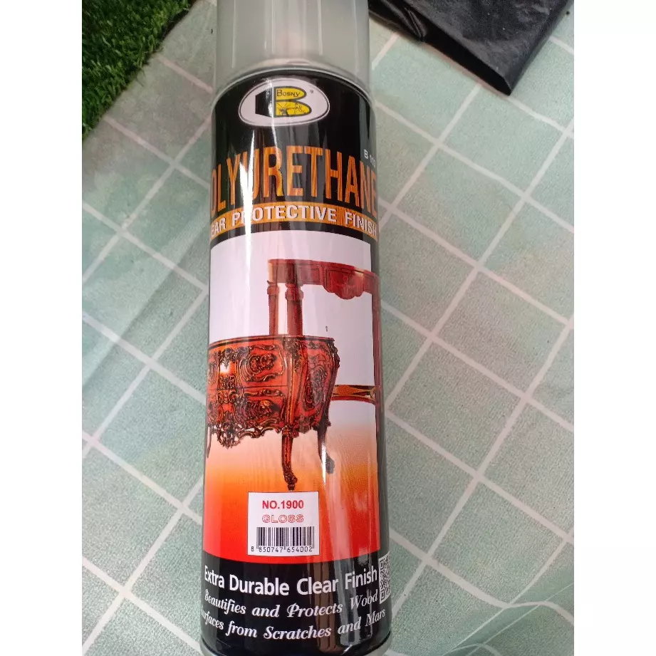 Bosny Polyurethane Clear Protective Spray Paint Gloss Clear Finish 600 ml Can for Indoor & Outdoor Use, No. 1900