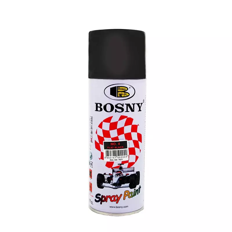 Bosny Acrylic Aerosol Spray Paint Matt Black Matte Finish 300 ml Can for Indoor & Outdoor Use, No. 4