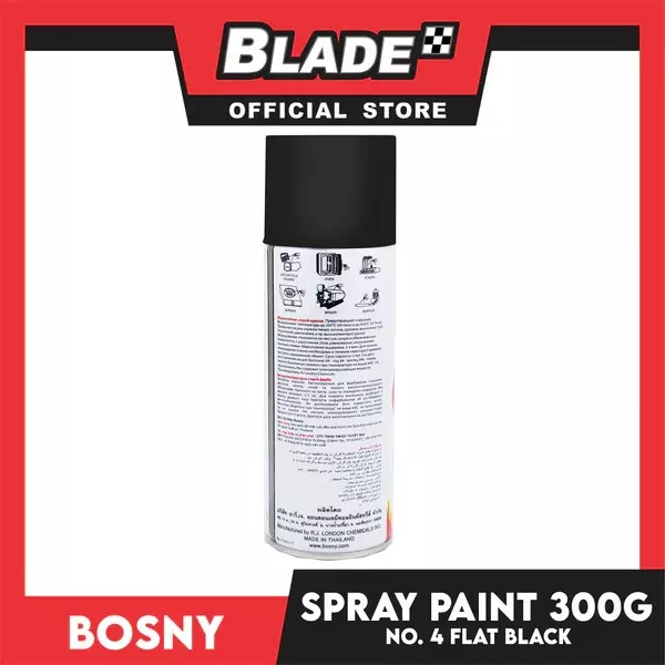 Bosny Acrylic Aerosol Spray Paint Matt Black Matte Finish 300 ml Can for Indoor & Outdoor Use, No. 4