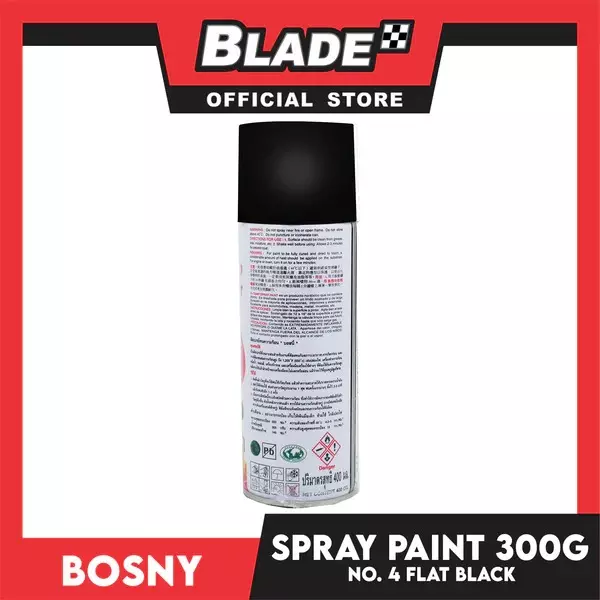 Bosny Acrylic Aerosol Spray Paint Matt Black Matte Finish 300 ml Can for Indoor & Outdoor Use, No. 4