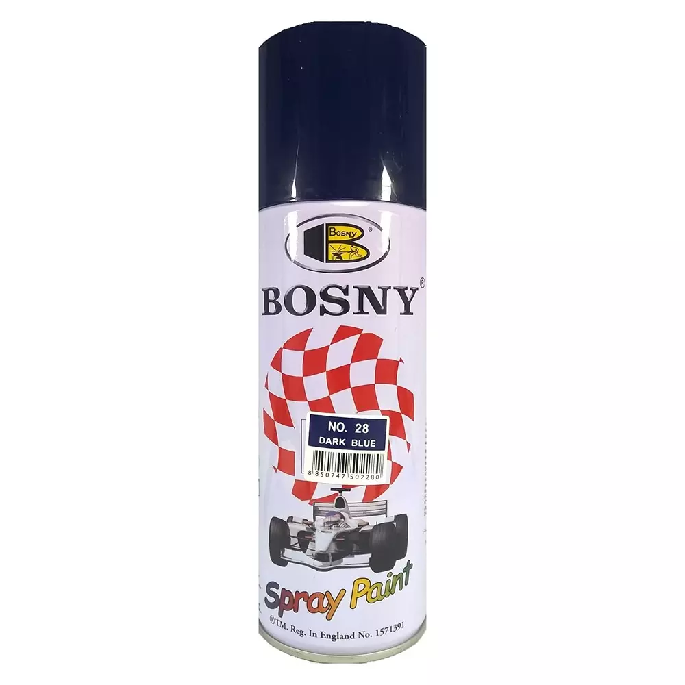 Bosny Acrylic Aerosol Spray Paint Dark Blue High-Gloss Finish 400 ml Can for Indoor & Outdoor Use, No. 28