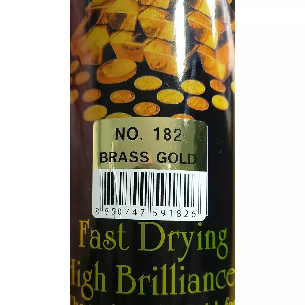 Bosny Aerosol Spray Paint Brass Gold Matte Finish 200 ml Can for Indoor & Outdoor Use, No. 182