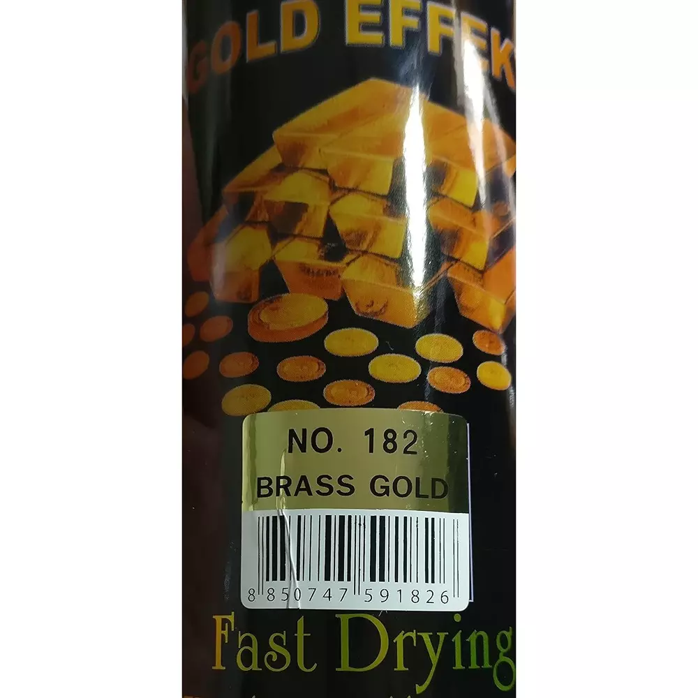Bosny Aerosol Spray Paint Brass Gold Matte Finish 200 ml Can for Indoor & Outdoor Use, No. 182