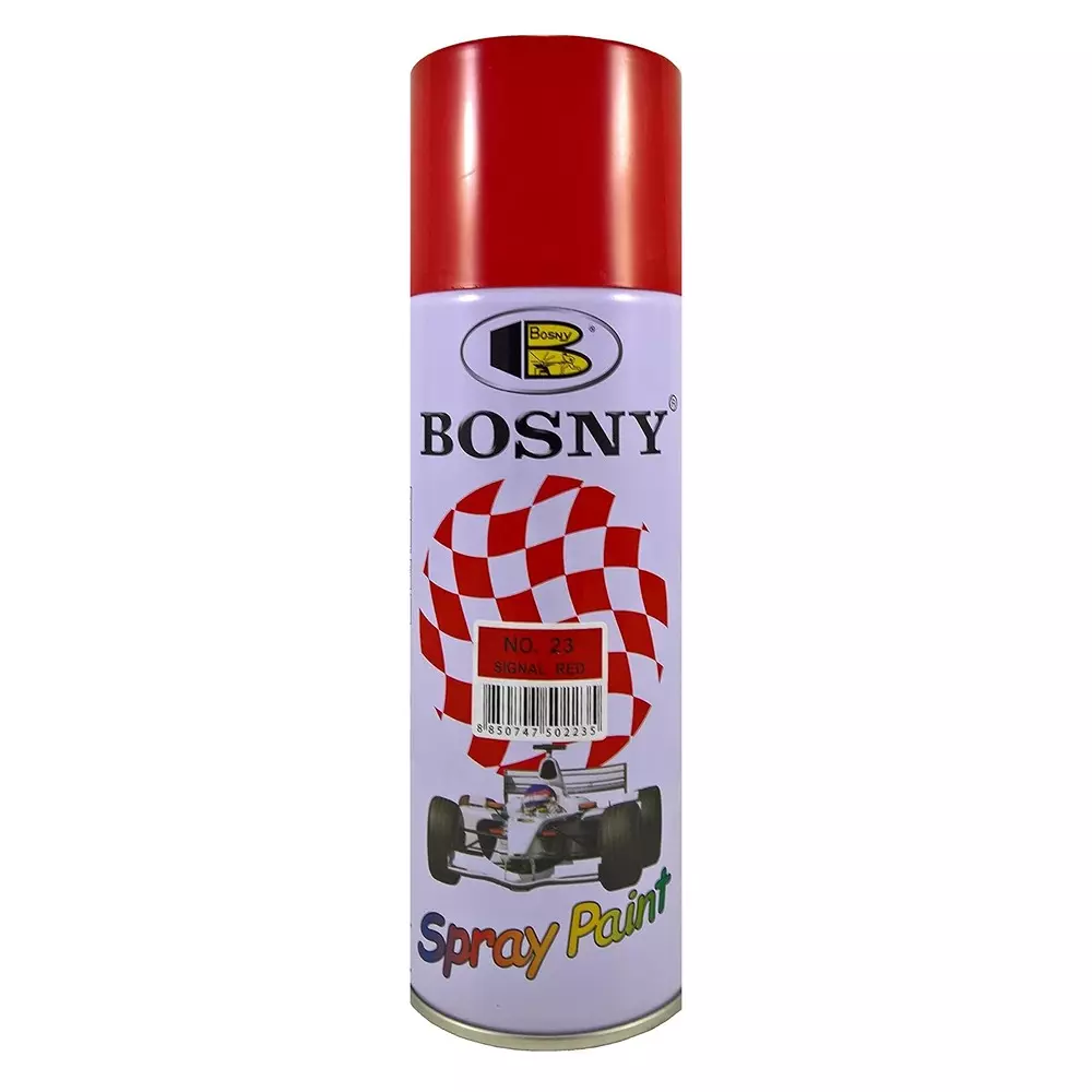 Bosny Acrylic Aerosol Spray Paint Signal Red Gloss Finish 400 ml Can for Indoor & Outdoor Use, No. 23