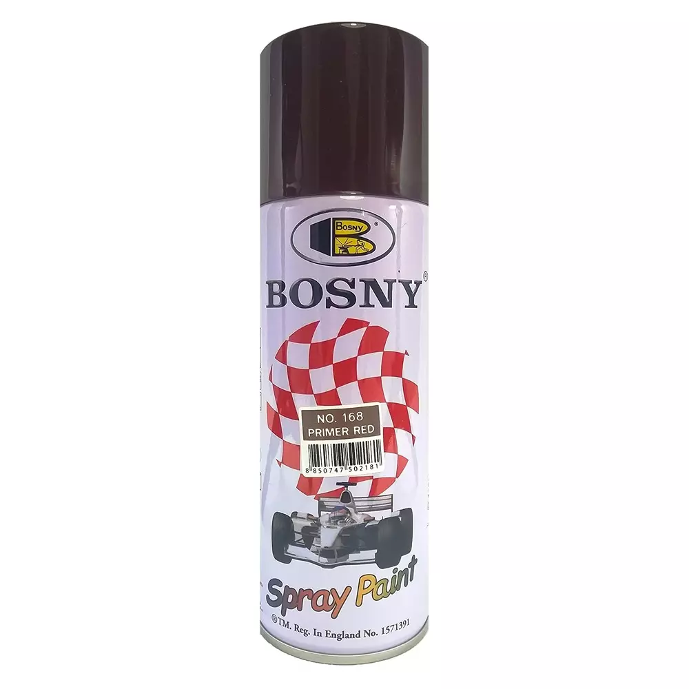 Bosny Acrylic Aerosol Spray Paint Primer Red Gloss Finish 400 ml Can for Indoor & Outdoor Use, No. 168