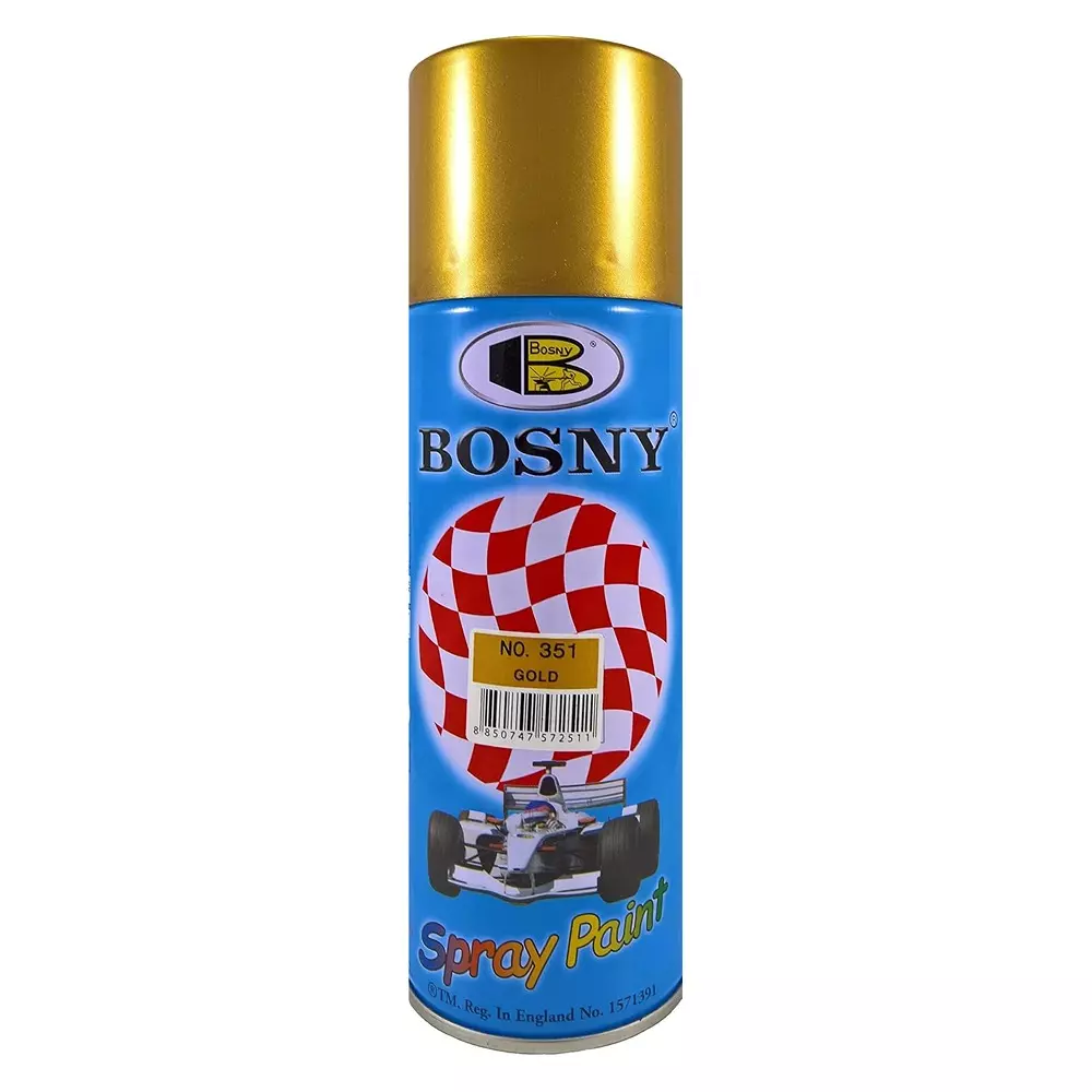 Bosny Acrylic Aerosol Spray Paint Gold Gloss Finish 400 ml Can for Indoor & Outdoor Use, No. 351