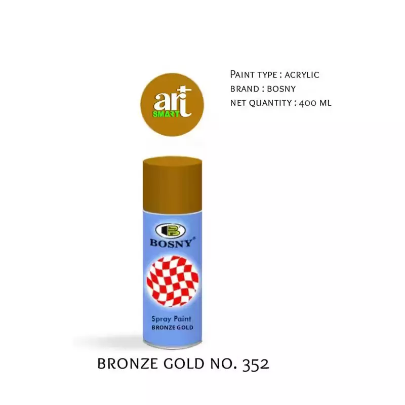 Bosny Acrylic Aerosol Spray Paint Gold Gloss Finish 400 ml Can for Indoor & Outdoor Use, No. 351