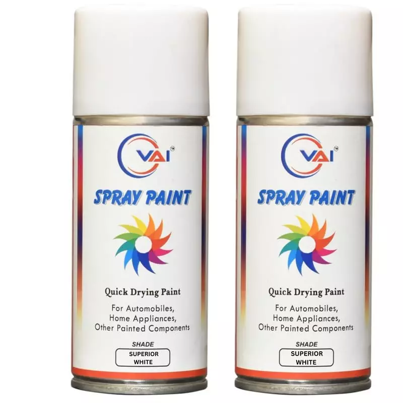 VAI ‎White Spray Paint ‎225 ml for Maruti Cars, ‎MR-S-WH-225-2 (Pack of 2 Pcs)